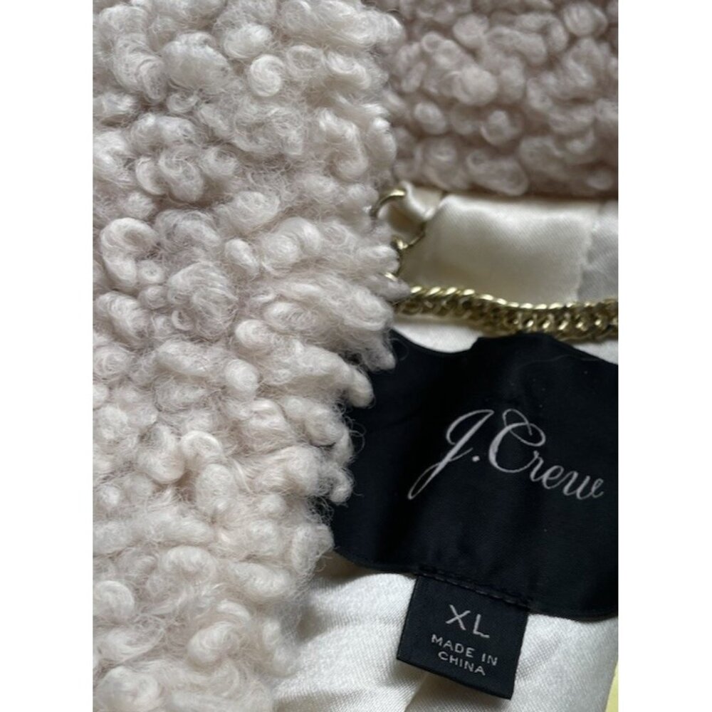 J Crew Sherpa Teddy Faux Fur Shearling Toggle Button Cream Coat Women Size XL - Picture 11 of 11